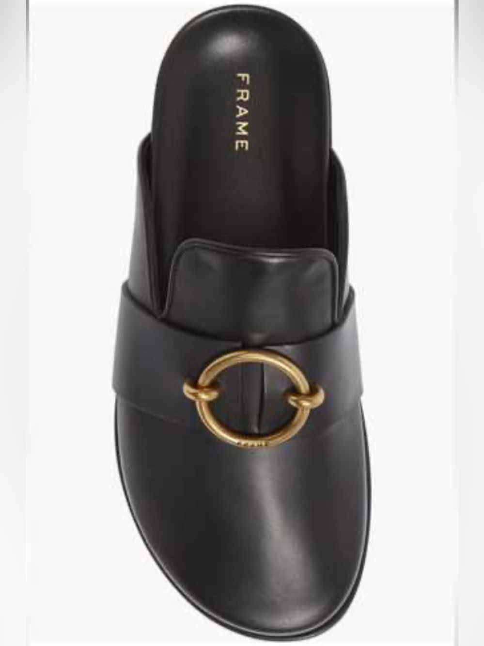 FRAME Spain Le Aspen Black Leather Flats Mules Clogs Shoes Sz 36 EU 6 US - Picture 11 of 11